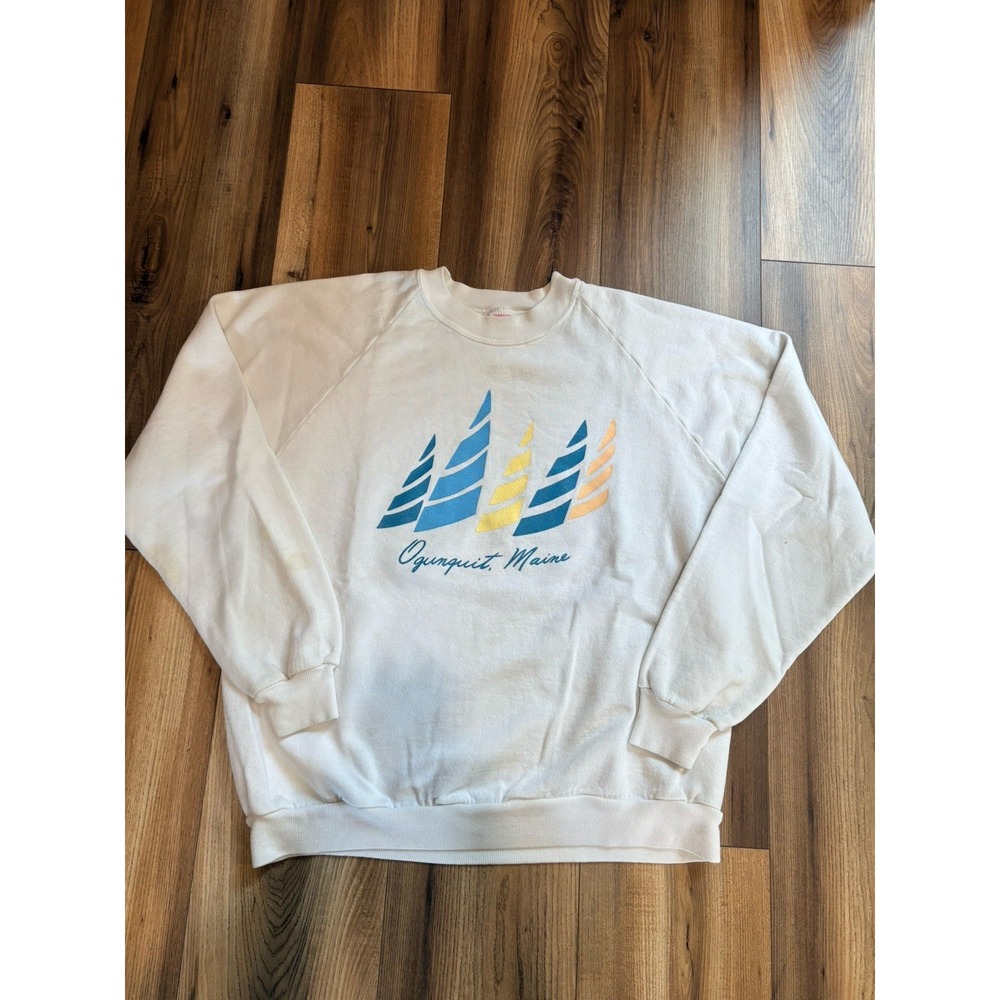 Ogunquit Maine Vintage Crewneck Sweatshirt White XL Jerzees